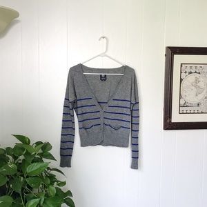 Striped wool blend cropped cardigan